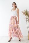 Rose Painting Chiffon Maxi Skirt