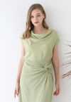 Ruched Drape Satin Sleeveless Top in Pistachio