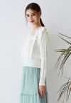 Glamorous Mesh Spliced Knit Top in Cream