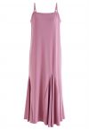 Plain Color Frilling Hem Cami Dress in Pink