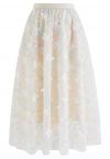 Lively Butterfly Mesh Tulle Skirt in Light Yellow