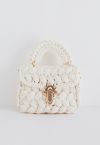 Braided Chunky Knit Mini Bag in Cream