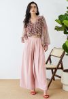 Fanciful Pleats Wide-Leg Pants in Pink