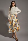 Brilliant Blossom Jacquard Flare Midi Skirt