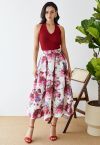 Peony Paradise Organza Pleated Maxi Skirt