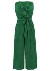 Tiered Ruffle Wrap Plisse Jumpsuit in Green