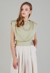 Satin Tie Back Sleeveless Top in Pistachio