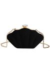 Sparkling Seashell Shape Clutch in Black