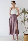 Ruched Waist Slit Maxi Skirt in Lilac