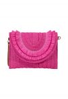 Raffia Solid Color Envelope Bag in Magenta