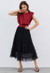 Swan Cloud Midi Skirt in Black