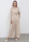 Fanciful Pleats Wide-Leg Pants in Champagne