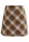 Iconic Plaid Pattern Mini Bud Skirt in Camel