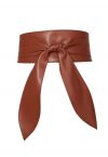 Faux Leather Tie Knot Corset Belt in Caramel