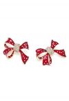 Dotted Bowknot Rhinestone Earrings