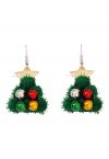 Pom-Pom Colored Beaded Earrings