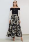 Lustrous Floral Jacquard A-Line Maxi Skirt