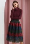 Festive Color Blocked Full Lace Midi Skirt