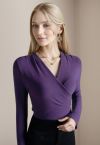 Solid Color Soft Wrap Top in Purple