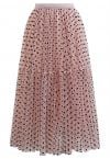 Can't Let Go Dots Mesh Tulle Skirt in Dusty Pink