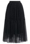 Can't Let Go Dots Mesh Tulle Skirt in Black