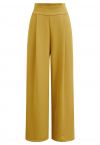 Pleated Waist Straight-Leg Pants in Yellow