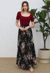 Spellbinding Bouquet Chiffon Maxi Skirt in Black