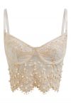 Pearl Floret Embroidered Mesh Bustier Top