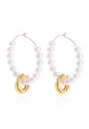 Pearl Twisted Metal Hoop Earrings