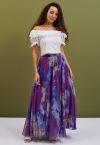 Purple Passion Floral Chiffon Maxi Skirt