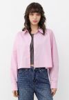 Chic Button Down Crop Shirt in Pink