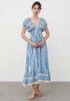 Sea Breeze Eyelet Embroidery V-Neck Maxi Dress