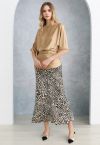 Satin Finish Mermaid Maxi Skirt in Leopard