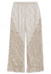 Diamond Shape Stitch Crochet Flower Pants in Linen