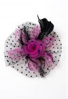 Polka Dot Mesh Headband with Hair Clip in Purple