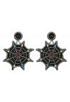 Multicolored Rhinestones Cobweb Earrings