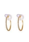 Geometric Pearl Rhinestone Earrings in Gold