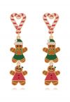 Sweet Gingerbread Couple Candy Cane Earrings