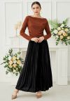 Twinkling Night Pleated Maxi Skirt in Black