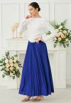 Twinkling Night Pleated Maxi Skirt in Indigo