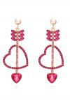 Love Arrows Rhinestone Drop Earrings in Magenta