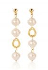 Pearl and Gold Circle Drop Earrings