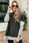 Lie in Olive Fields Striped Oversize Knit Cape Sweater