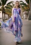 Floral Watercolor Maxi Slip Dress in Violet