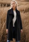 Free Myself Open Front Wool-Blend Coat in Black