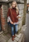 Lie in Caramel Fields Striped Oversize Knit Cape Sweater