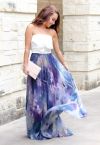 Dancing Watercolor Floral Maxi Skirt in Violet