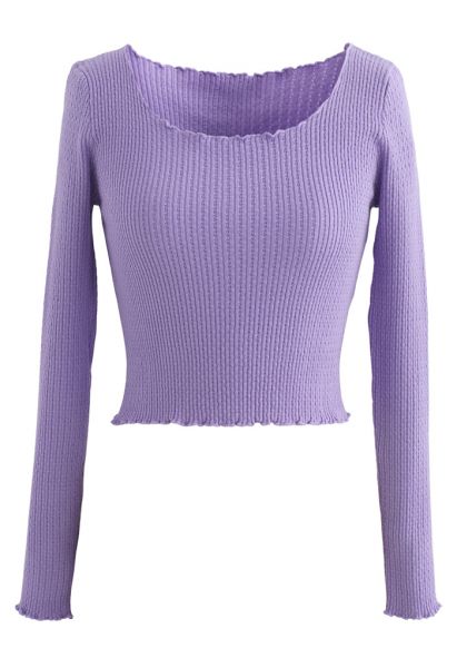 Exaggerated Ribbed High Neck Chunky Knit Crop Sweater in Dark