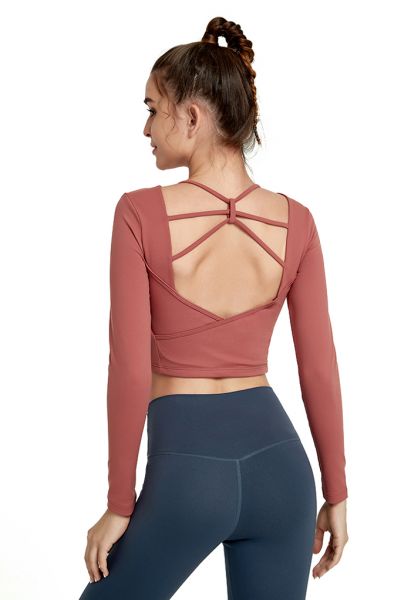 Crisscross Backless Crop Top in Rust Red