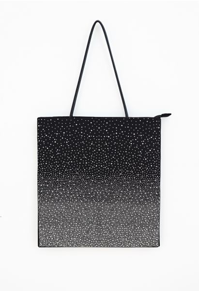 Bronzing Rhinestones Shoulder Bag in Black